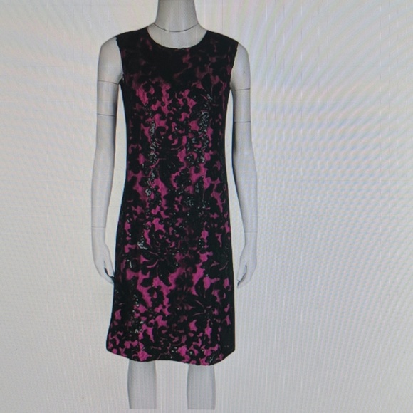 Diane Von Furstenberg DVF hot pink and black sequin shift dress - Picture 7 of 11